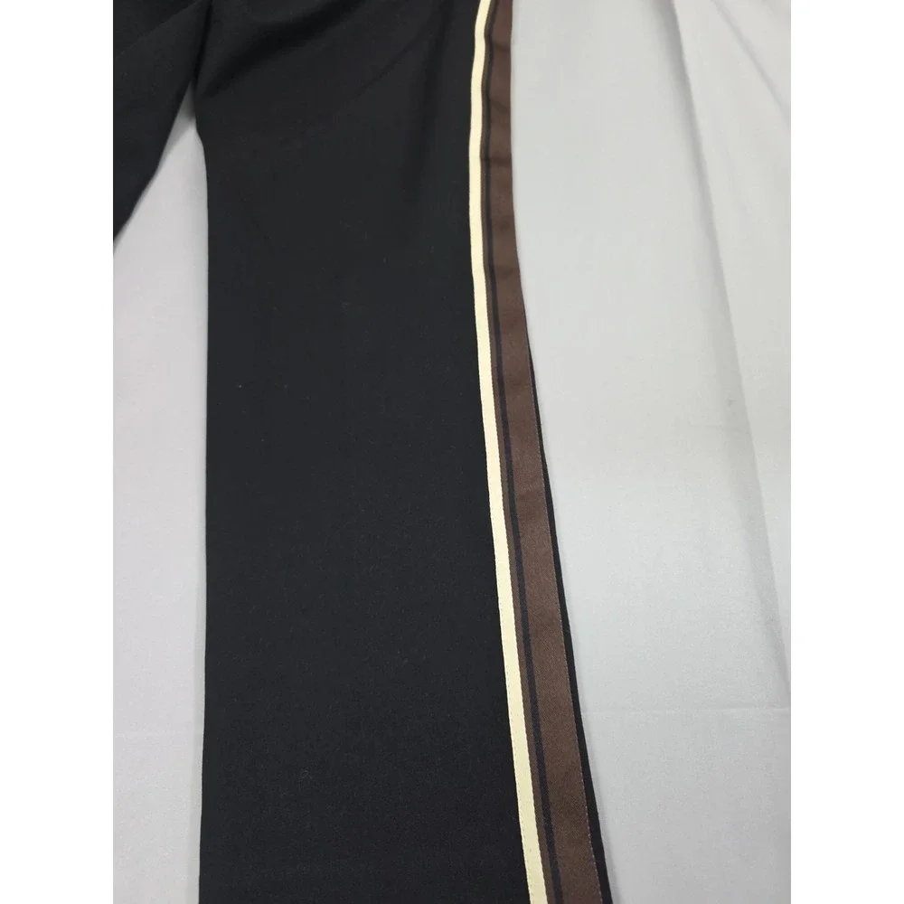 Hm Black Pants Pull On Size 8 Womens Elastic Waist Stripes